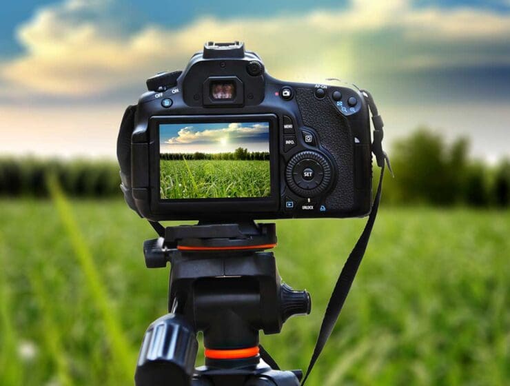 digital camera taking photos of field