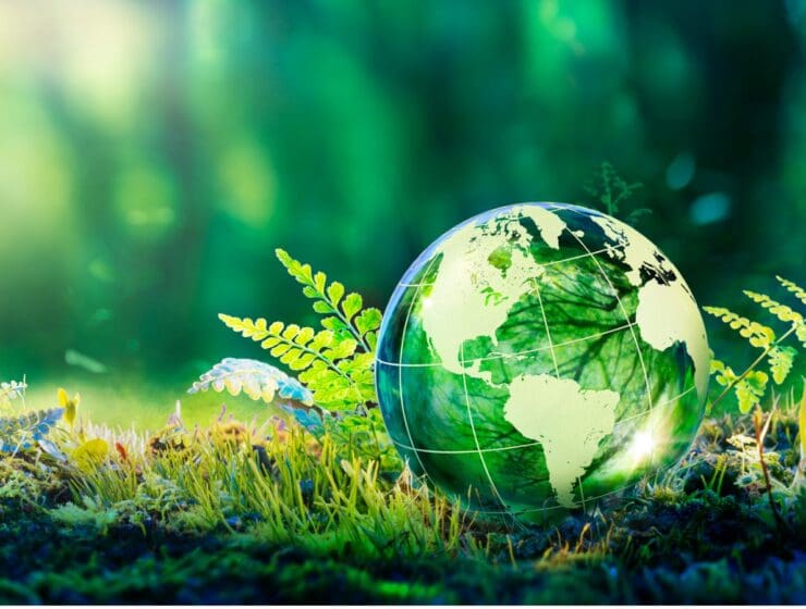 crystal globe on moss