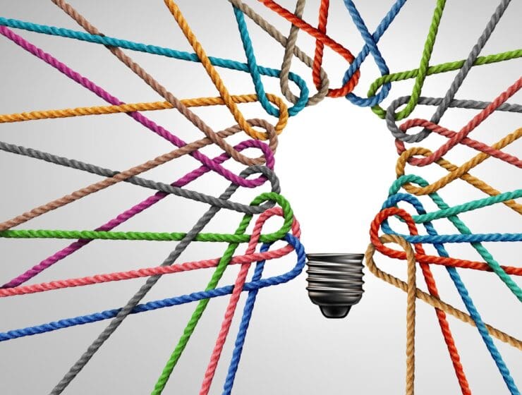lightbulb made of colorful threads